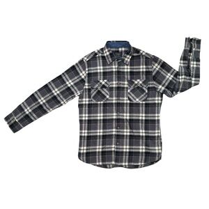 Jachs Men’s M Gray Heritage Flannel Plaid Heavyweight Long Sleeve Button Up